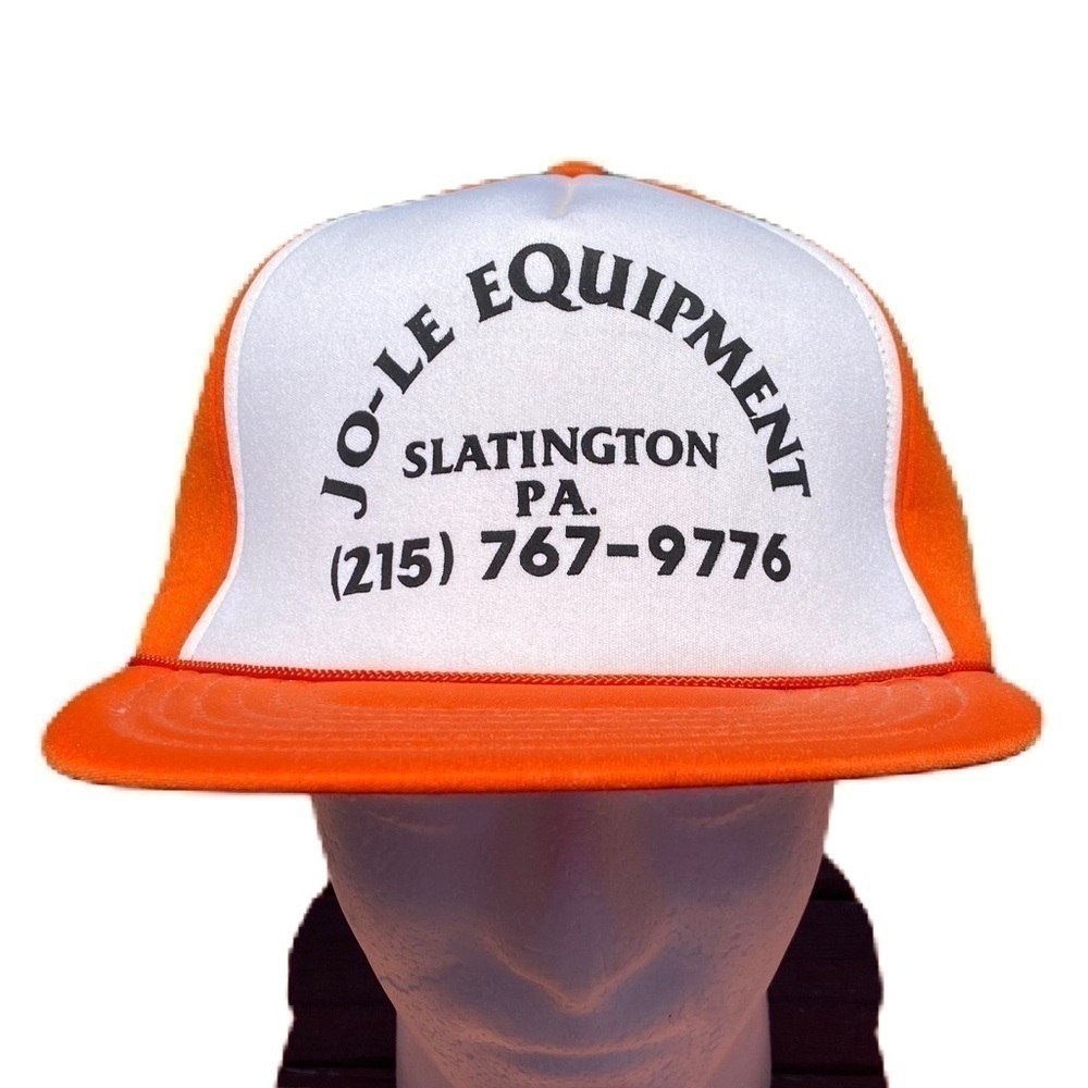 Jo-Le Equipment Vintage Trucker Hat Mesh Snap Back Orange Slatington